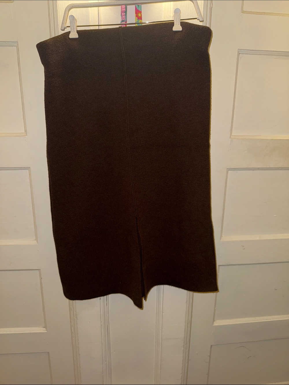 Classic Brown Knit Midi Skirt